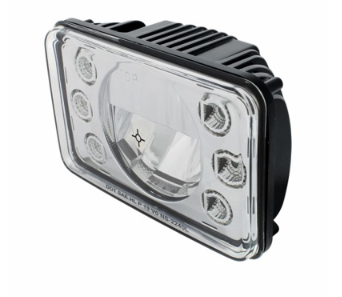 ULTRALIT - 4" X 6" LED Headlight With Dual Function 6 Amber LED Position Lights - Low Beam