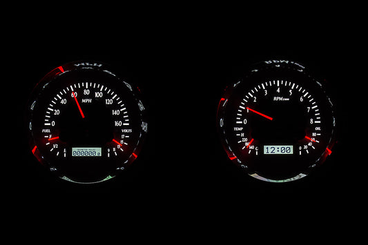 1954 Chevrolet Truck Only Dakota Digital VHX Analog Instrument System - Silver Alloy Style Face - White Display VHX-54C-PU-S-W