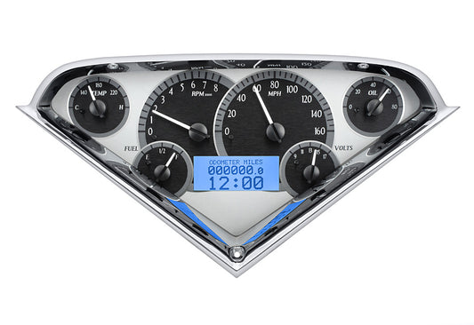 1955-1959 Chevrolet Truck Dakota Digital VHX Analog Instrument System Silver Alloy Background - Blue Lighting