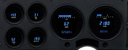 1973-1987 Chevrolet & GM VFD Gauge System w/ Blue & Teal Lenses VFD3-73C-PU-Z