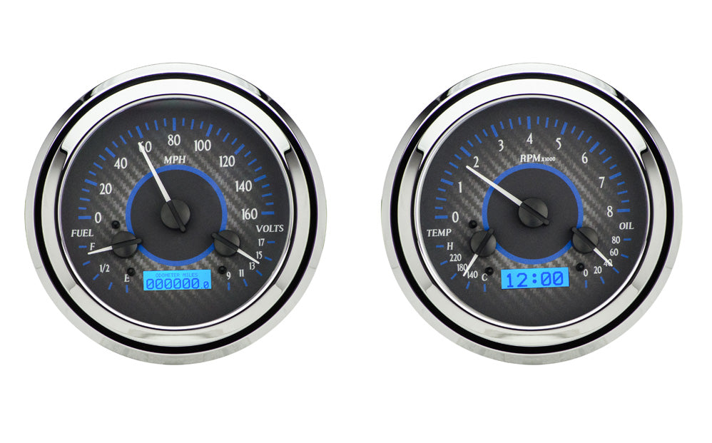 1947-1953 Chevy Truck VHX System Carbon Fiber Style Face Blue Display VHX-47C-PU-C-B