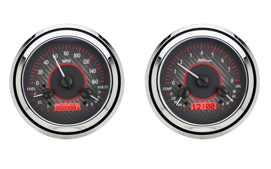 1947-1953 Chevy Truck VHX System, Carbon Fiber Style Face, Red Display VHX-47C-PU-C-R
