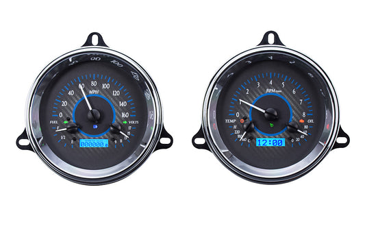 1954 Chevy Truck VHX System, Carbon Fiber Style Face, Blue Display VHX-54C-PU-C-B