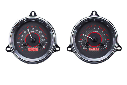 1954 Chevy Truck VHX System, Carbon Fiber Style Face, Red Display VHX-54C-PU-C-R