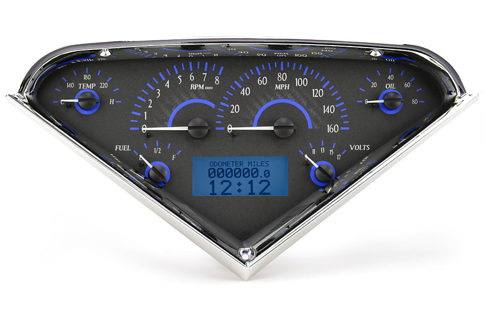 1955-1959 Chevrolet Pickup VHX System, Carbon Fiber Face, Blue Display VHX-55C-PU-C-B