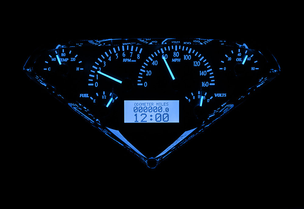 1955-1959 Chevrolet Pickup VHX System, Carbon Fiber Face, Blue Display VHX-55C-PU-C-B