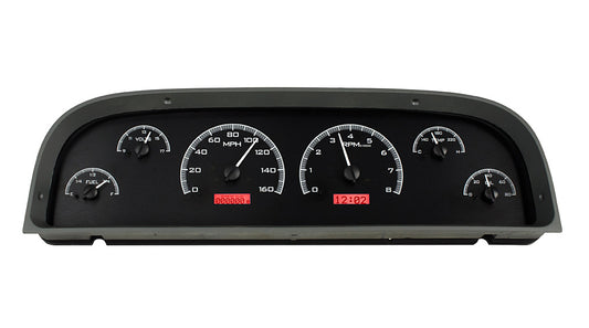 1960-1963 Chevrolet Pickup VHX System, Black Alloy Face, Red Display VHX-60C-PU-K-R