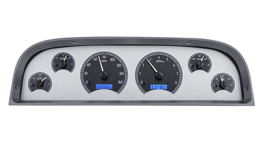1960-1963 Chevrolet Pickup VHX System, Silver Alloy Face, Blue Display VHX-60C-PU-S-B