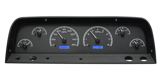 1964-1966 Chevrolet Pickup VHX System, Black Alloy Face, Blue Display VHX-64C-PU-K-B