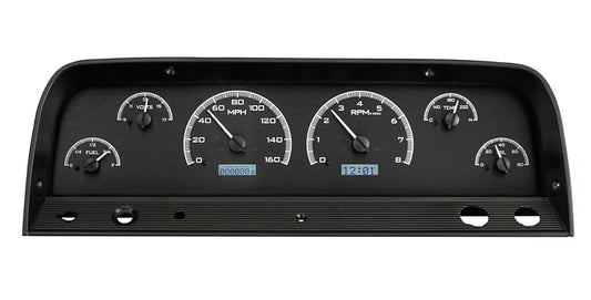 1964-1966 Chevrolet Pickup VHX System, Black Alloy Face, White Display VHX-64C-PU-K-W