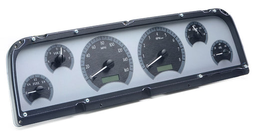 1964-1966 Chevrolet Pickup VHX System, Silver Alloy Face, White Display VHX-64C-PU-S-W