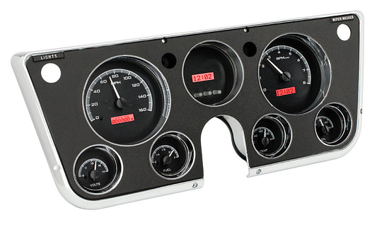 1967-1972 Chevrolet or GMC VHX System, Black Alloy Face, Red Display VHX-67C-PU-K-R