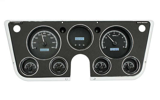 1967-1972 Chevy Truck VHX System, Black Alloy Style Face, White Display VHX-67C-PU-K-W