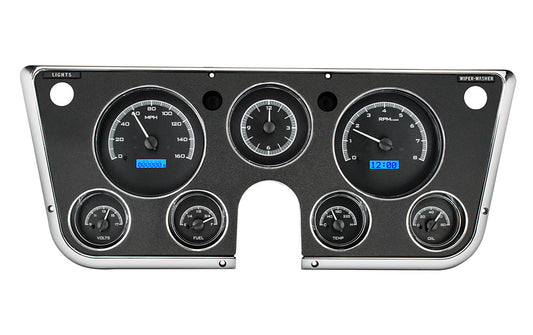 1967-1972 Chevrolet or GMC VHX Sytem w/ Analog Clock, Black Face, Blue Display VHX-67C-PA-K-B
