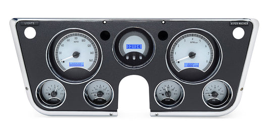 1967-1972 Chevy Truck VHX System, Silver Alloy Style Face, Blue Display VHX-67C-PU-S-B