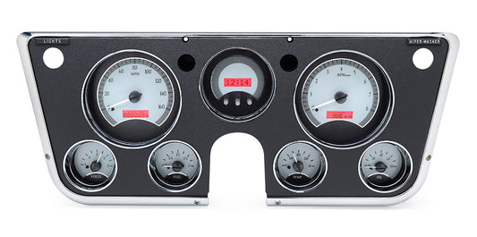 1967-1972 Chevy Truck VHX System, Silver Alloy Style Face, Red Display VHX-67C-PU-S-R