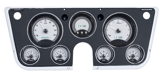 1967-1972 Chevy Truck VHX System, Silver Alloy Style Face, White Display VHX-67C-PU-S-W