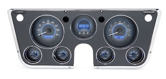 1967-1972 Chevy Truck VHX System, Carbon Fiber Style Face, Blue Display VHX-67C-PU-C-B