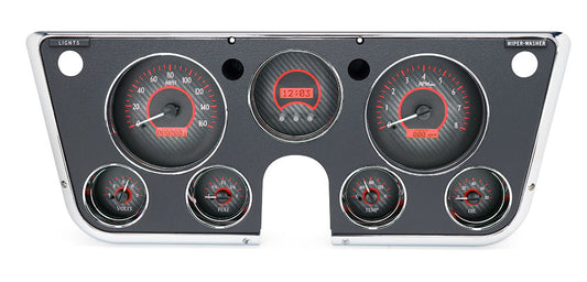 1967-1972 Chevy Truck VHX System, Carbon Fiber Style Face, Red Display VHX-67C-PU-C-R