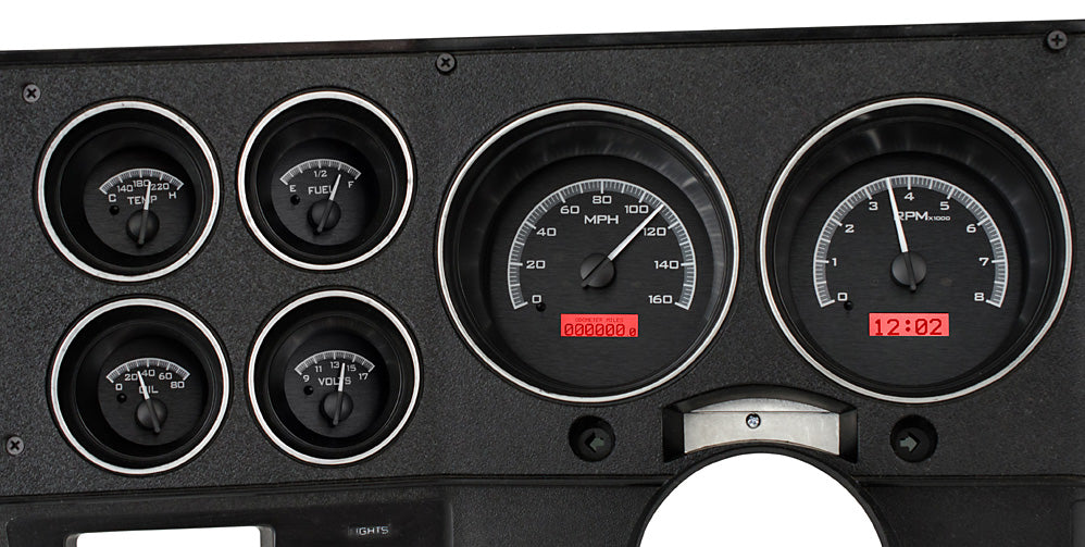 1973-1987 Chevy Pickup VHX System, Black Alloy Style Face, Red Display VHX-73C-PU-K-R
