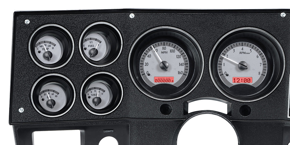 1973-1987 Chevy Pickup VHX System, Silver Alloy Style Face, Red Display VHX-73C-PU-S-R