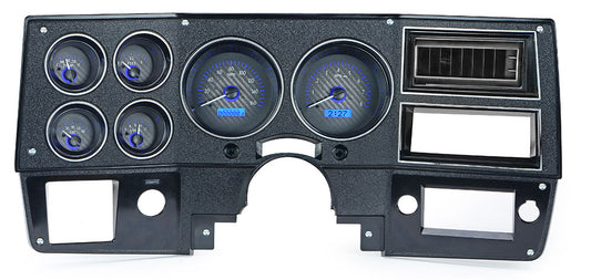 1973-1987 Chevy Pickup VHX System, Carbon Fiber Style Face, Blue Display VHX-73C-PU-C-B