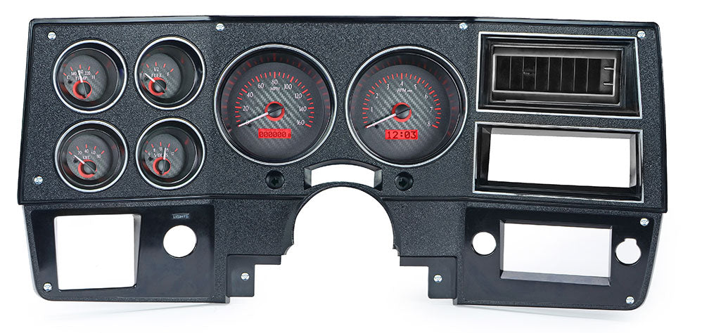 1973-1987 Chevy Pickup VHX System, Carbon Fiber Style Face, Red Display VHX-73C-PU-C-R
