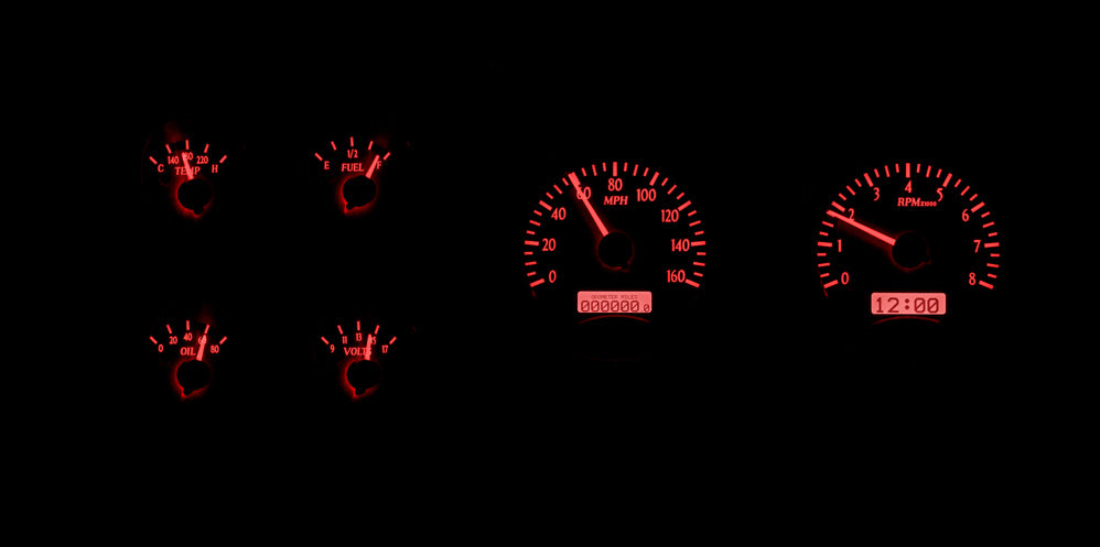 1973-1987 Chevy Pickup VHX System, Carbon Fiber Style Face, Red Display VHX-73C-PU-C-R