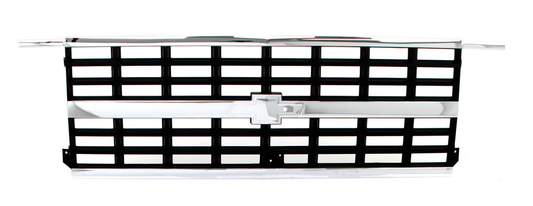 1989-1991 GRILLE OE STYLE w/ EMBLEM MOUNT CHROME/DARK GRAY DUAL HEADLIGHTS CHEVROLET TRUCK